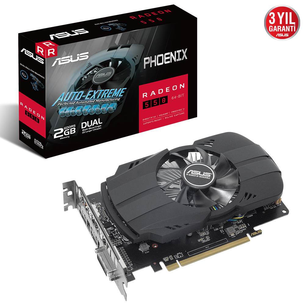 Asus AMD Radeon RX550 2GB 64Bit GDDR5 PCI-Express 3.0 Ekran Kartı (PH-550-2G) Ekran Kartı