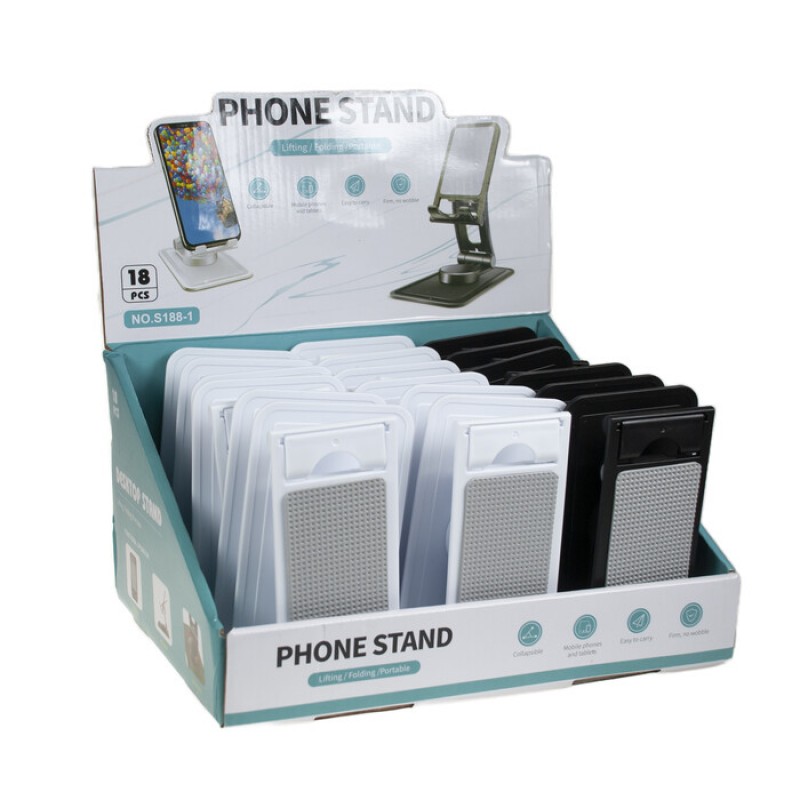 Avec S188 18li Karton Stanlı Oynar Başlıklı Hareketli Telefon Standı (Siyah -Beyaz ) Plastik