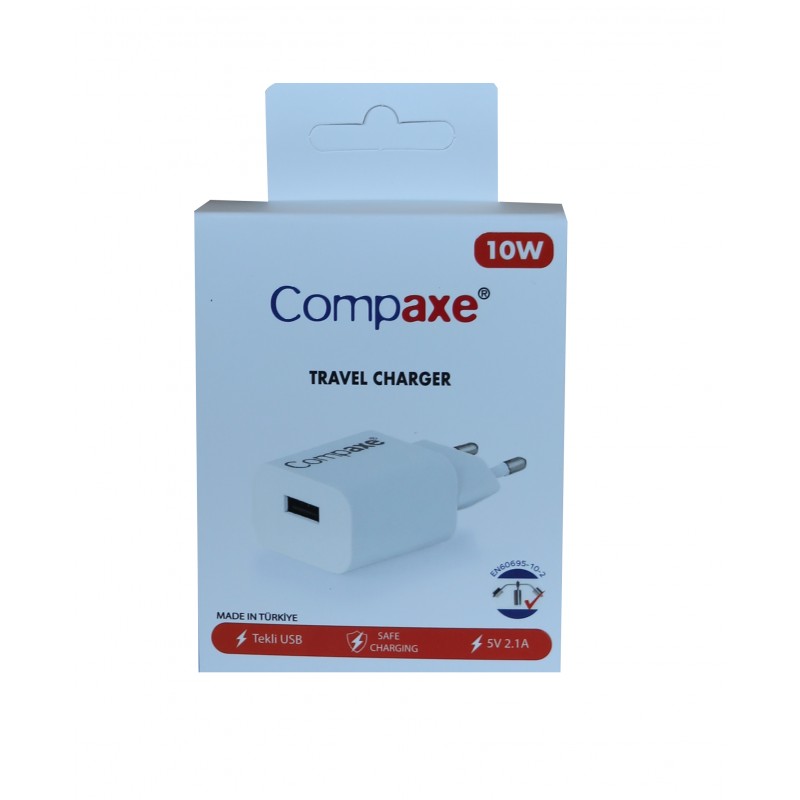Compaxe CTA-521IU 5v 2.1A 10W 1mt Usb 3.0 Ev Şarj Kafa + Lightning Şarj Kablosu