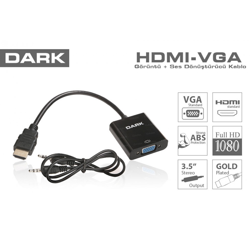 Dark HDMI - VGA ve SES Aktif Dijital-Analog Dönüştürücüsü