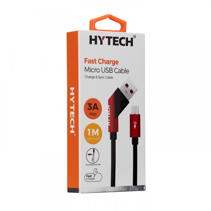 Hytech HY-X215 3A Micro Usb 1m Siyah Data + Sarj Kablosu