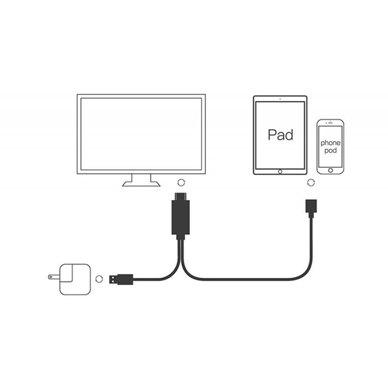 Hytech HY-XO51 Siyah-Gri USB-F to HDMI 1m Mobil Telefon Uyumlu Kablo