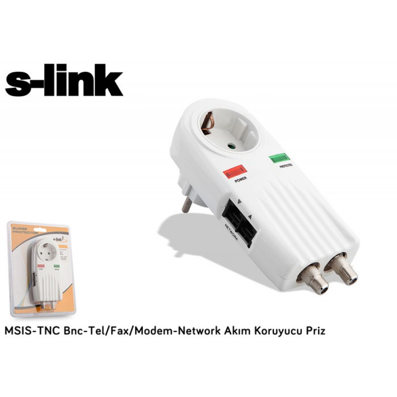 S-link MSIS-TNC Bnc - Tel-Fax-Modem - Network Akım Koruyucu Priz