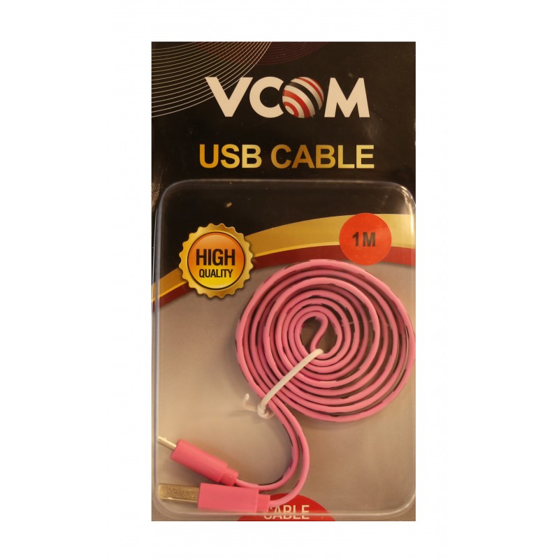 Vcom Bağlantı Kablosu 1.0MT  Micro Pembe Desenli